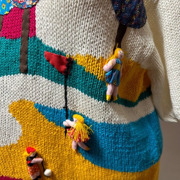 Vintage Raquel’s 3D Golf Appliqué Sweater Handmade Peru Rare Deadstock Small - Picture 7 of 9